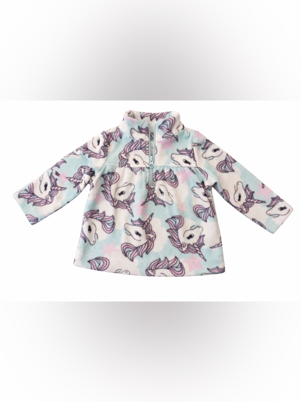 The Children’s Place Unicorn Cozy Zip Fleece Pullover 12-18M Pastel